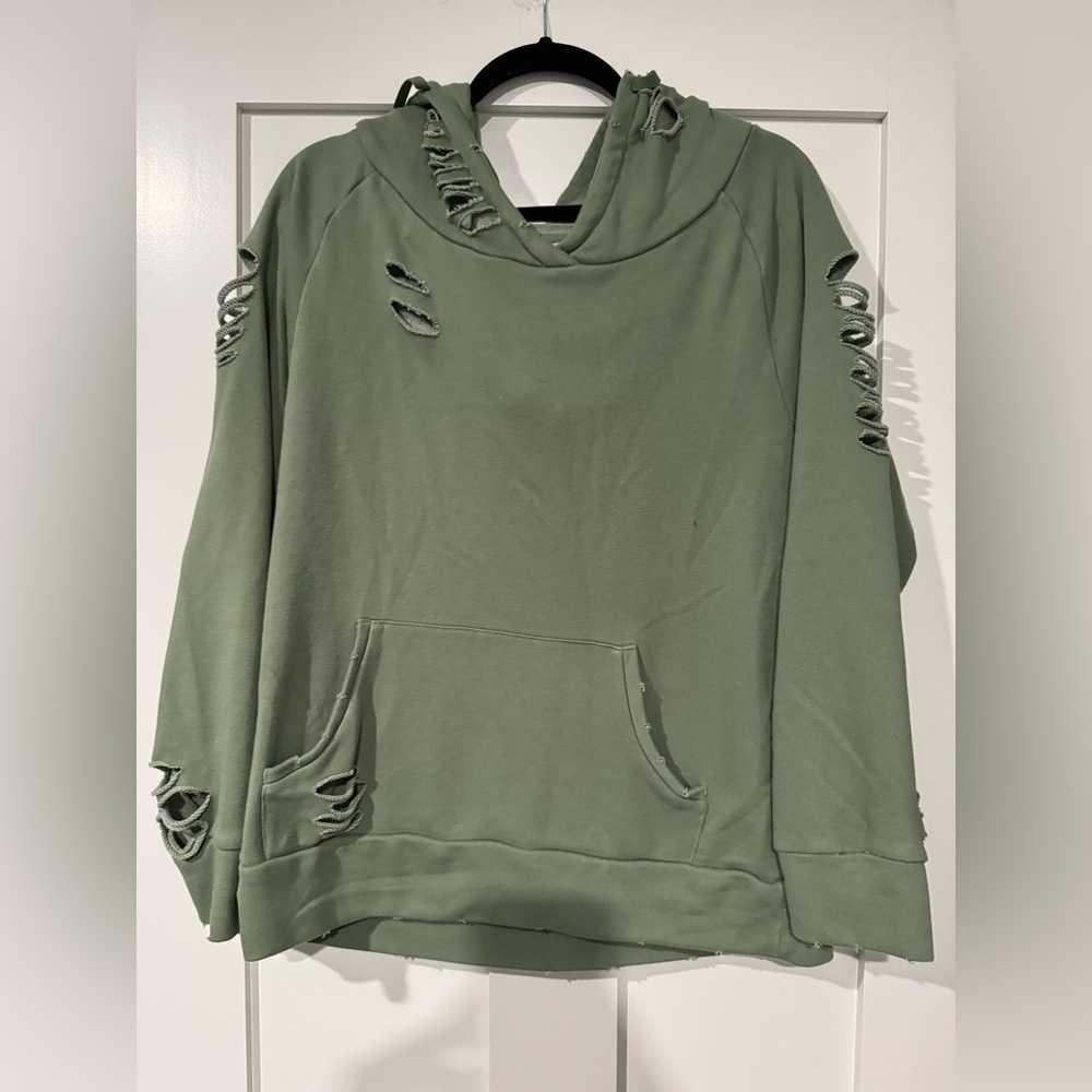 Distressed Green Hoodie